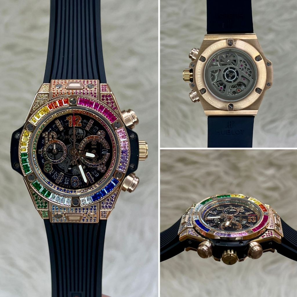 FENOMENA JAM TANGAN BB KING DIAMOND RAINBOW JAPAN QUARTZ MOVEMENT  DIAMETER 44MM