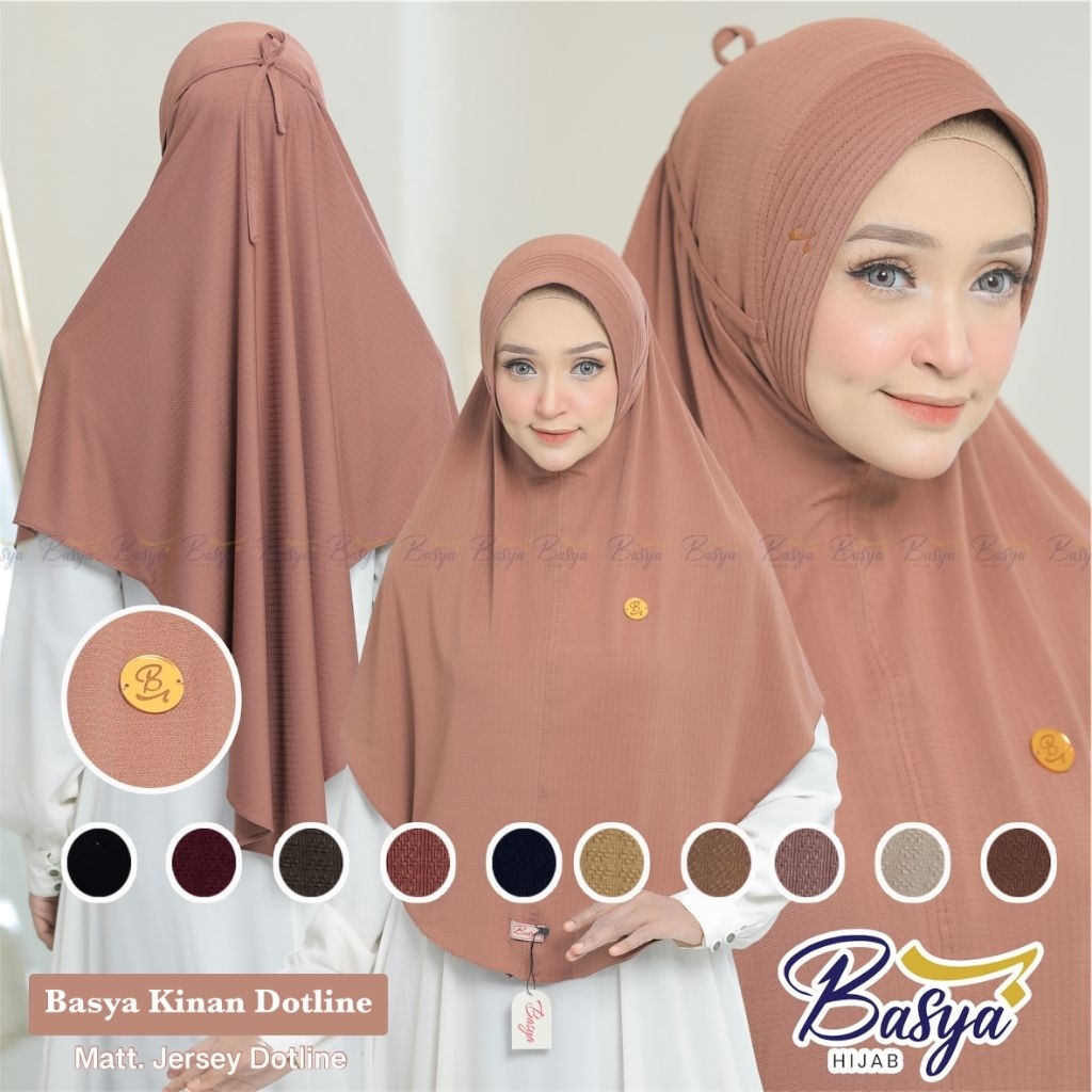 (BASYA) KINAN DOTLINE•hijab instan pet tali motif•hijab jersey dotline•jilbab bergo motif•kerudung p