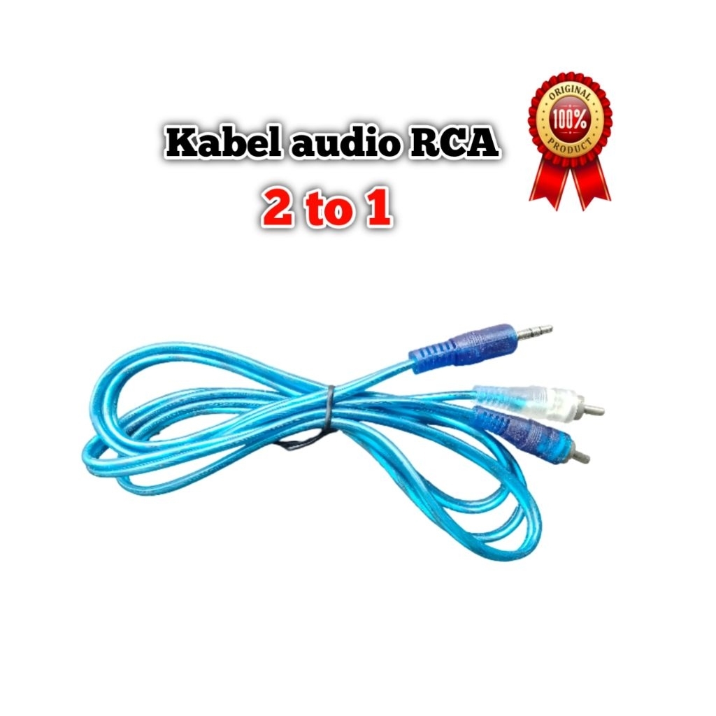 Kabel Audio RCA 2 to 1 Jack 3.5mm ke 2 RCA Male – Kabel AUX Splitter Speaker TV DVD Amplifier