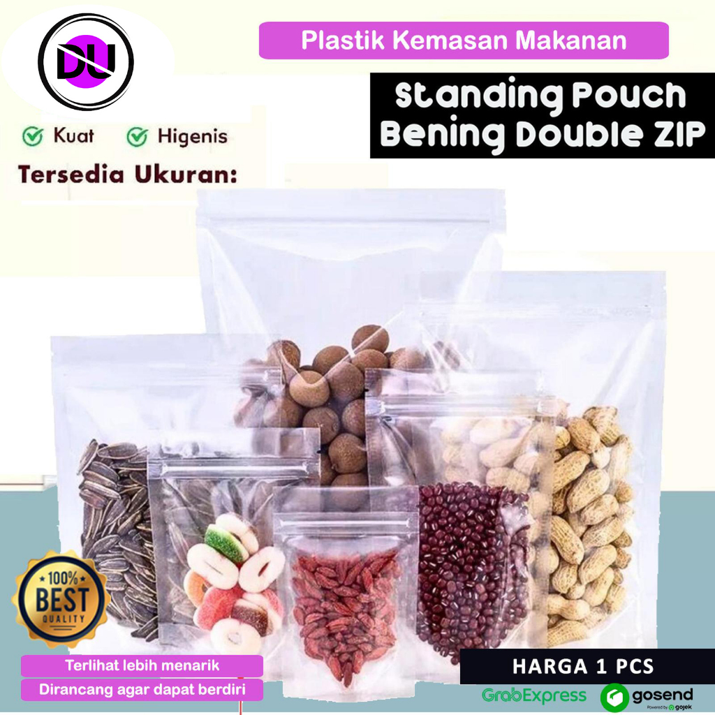 Plastik Standing Pouch Plastik Kemasan Snack Plastik Transparan Plastik Klip Murah Ukuran Kecil Seda