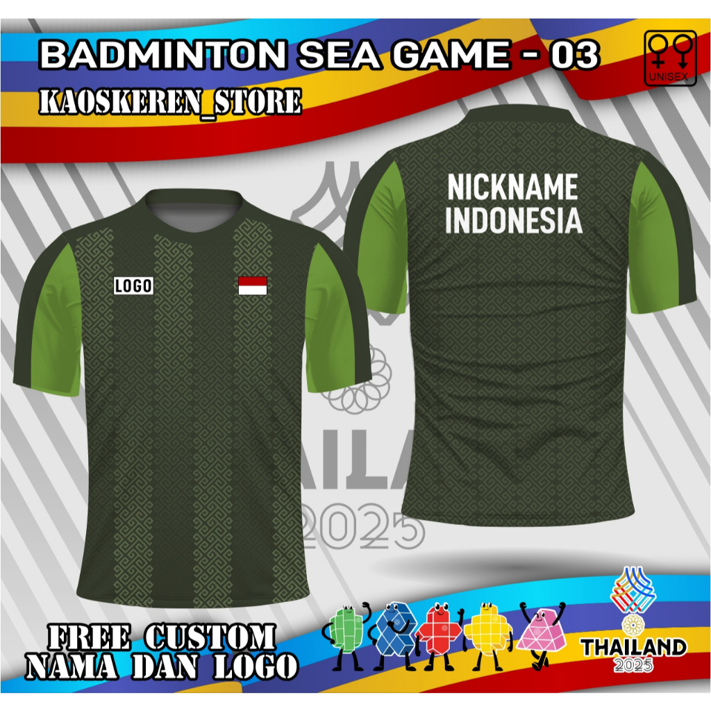 Jersey badminton indonesia seagames thailand 2025 baju bulutangkis kaos badminton timnas indonesia f