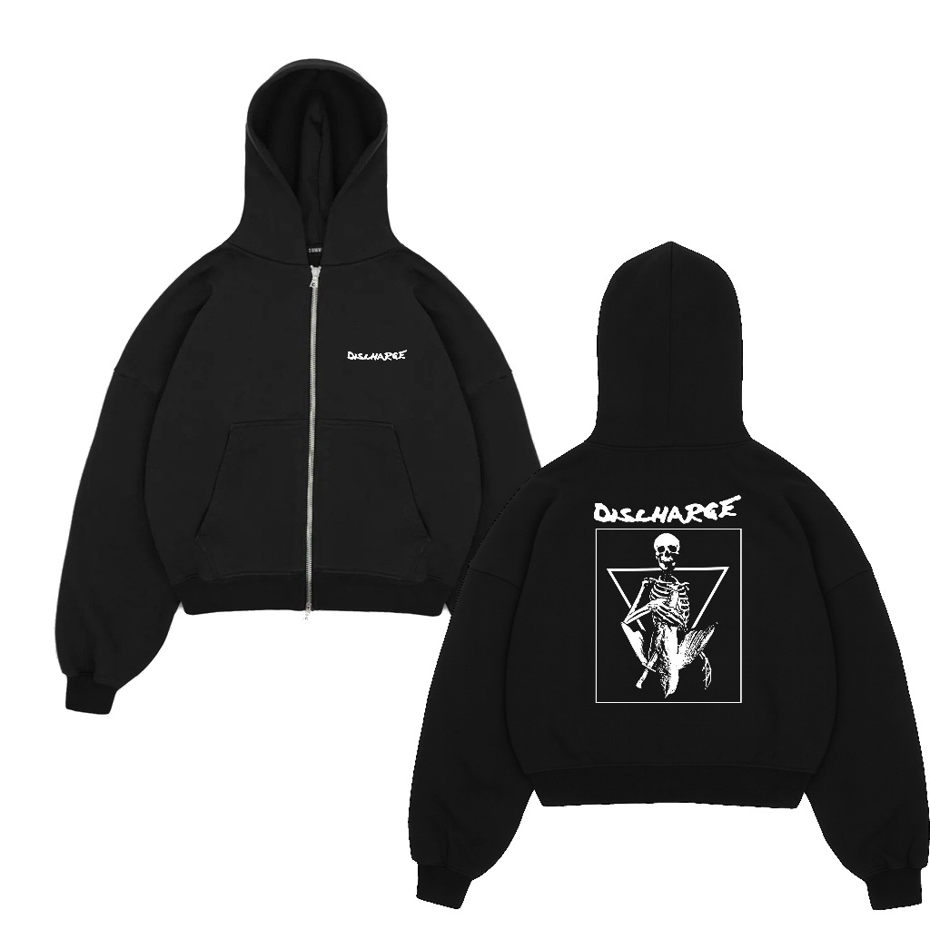 Jaket Zipper Hoodie Band Discharge 100% Cotton Fleece