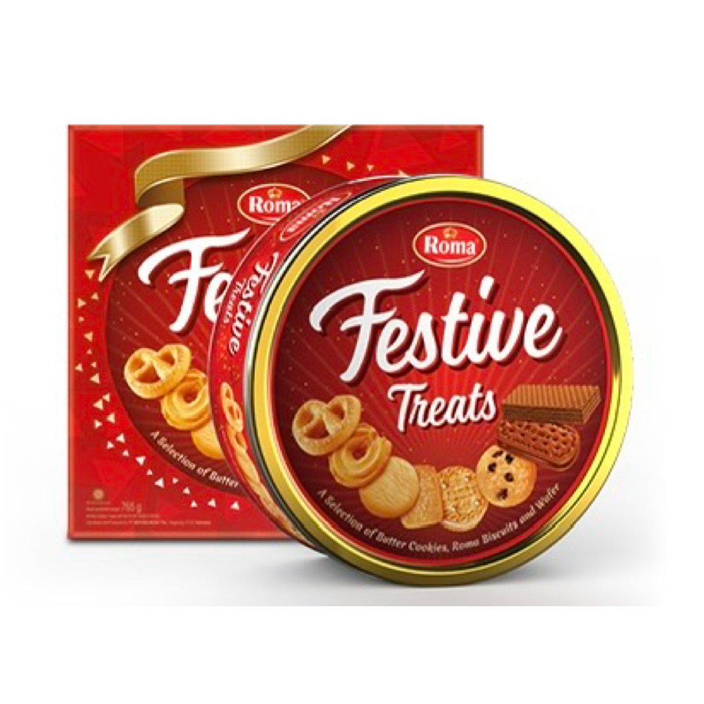 ROMA FESTIVE TREATS CAN KALENG 240 gr | KUE KALENG