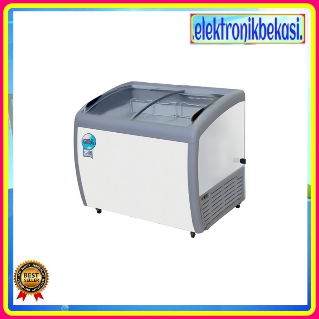 CHEST FREEZER GEA SD 260 BY / FREEZER BOX GEA SLIDING CURVE 260 LITER / GEA SD-260BY KACA