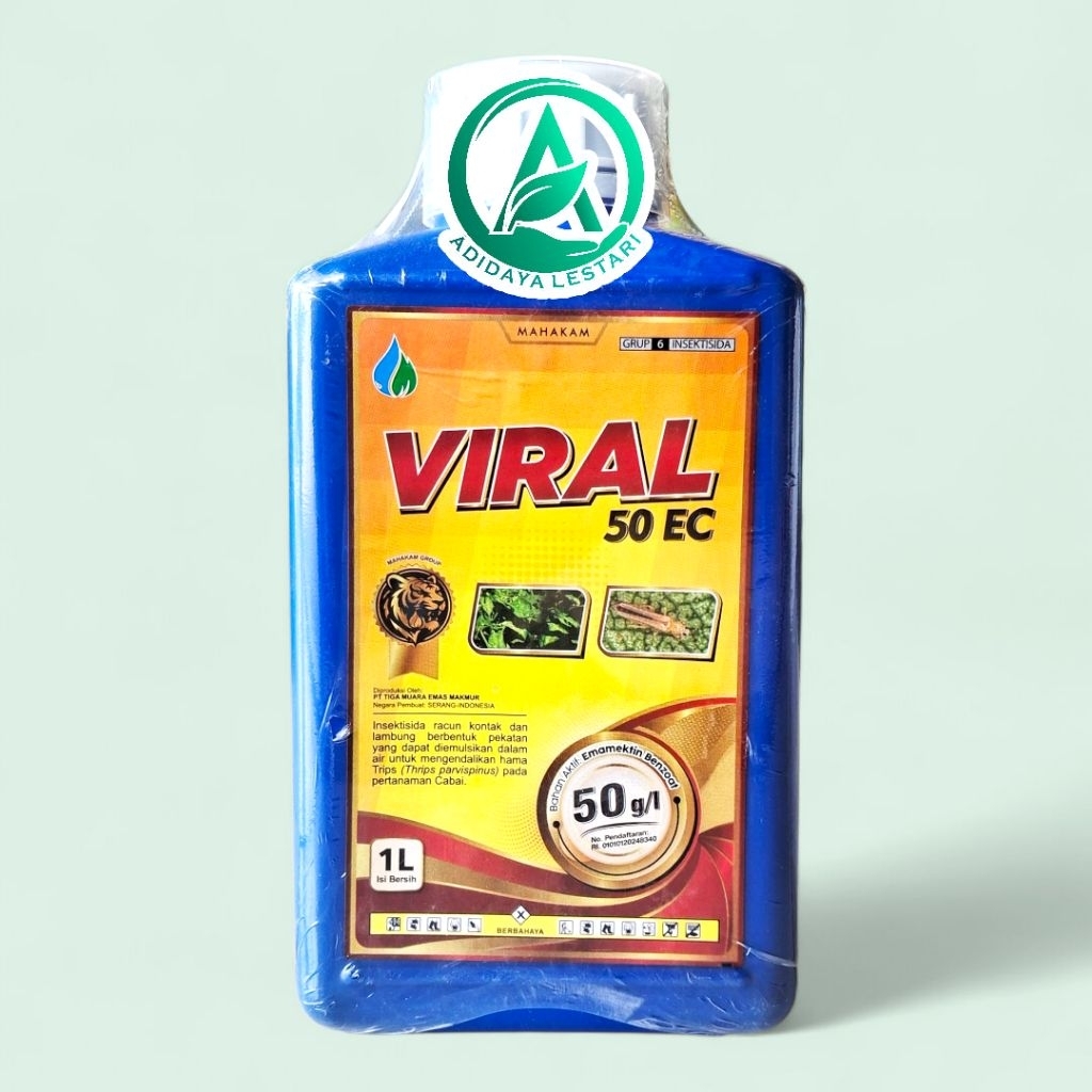 MAHAKAM VIRAL 50 EC 1 Liter - Insektisida Emamektin Benzoat 50g/l - Obat Hama Thrips & Ulat Grayak T