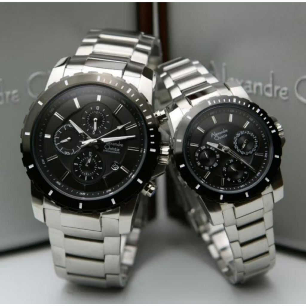 Jam Tangan Couple Alexandre Christie AC 6141 Rantai Putih