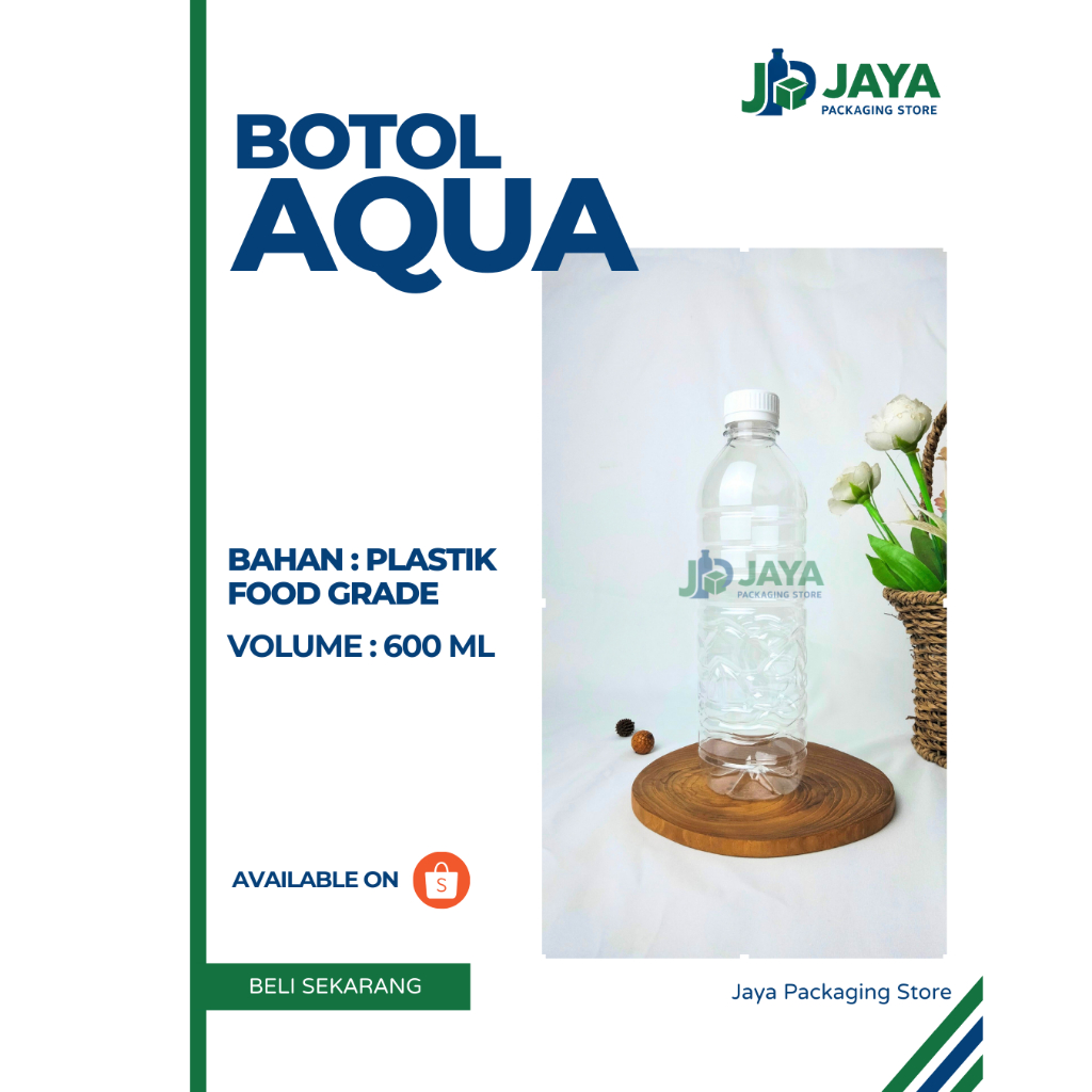 Botol Plastik AQUA 600 ml Food Grade – Tutup Segel Baru | Botol Minuman Plastik 500 ml Food Grade – 