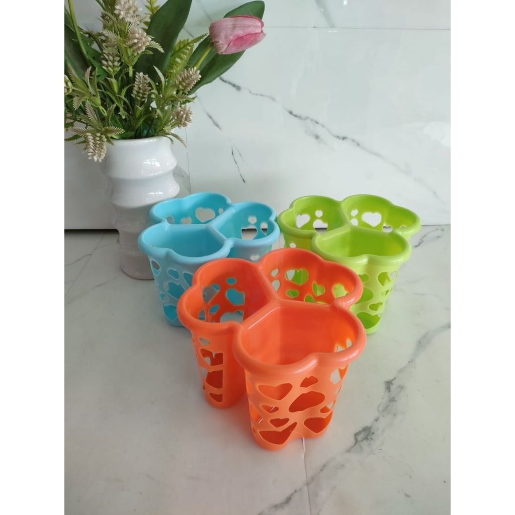 tempat sendok plastik/ wadah sendok sekat 3/ Perabotan dapur