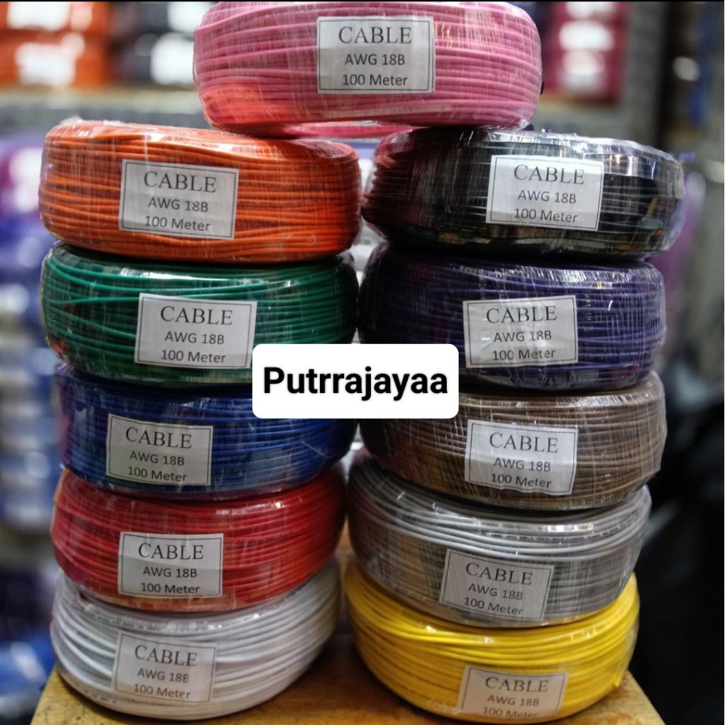 Kabel Awg18 B Serabut Tembaga 100meter / Kabel Awg 18B Singgel 100m