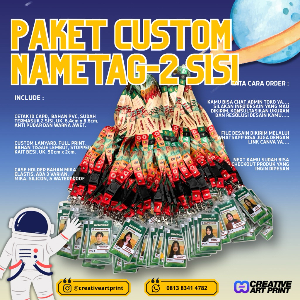 PAKET CUSTOM NAMETAG | ID CARD PVC | CASE HOLDER | LANYARD TISSUE