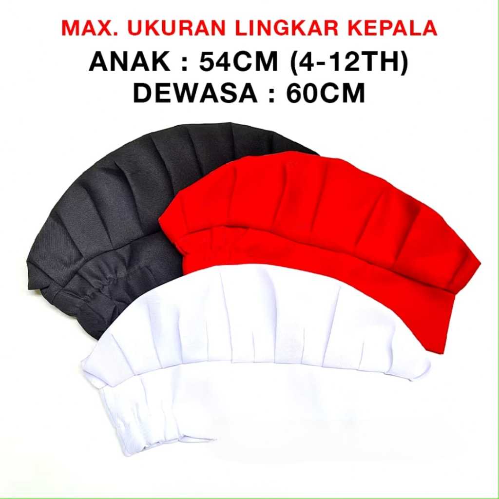 Topi Koki Jamur Chef Dewasa / Topi Chef Masak Dapur Kitchen Pria Wanita / Topi Koki Masak Unisex