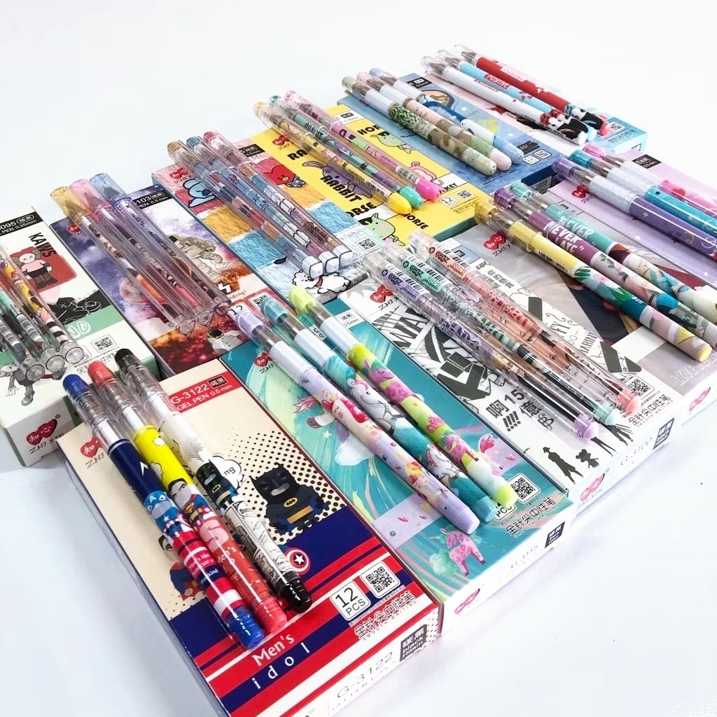(1 groz/12 lusin grosir) Bolpen/Bolpoint/Ballpen/Pulpen Gel 0,5/Gel Pen ink 0,5 polos & karakter fan