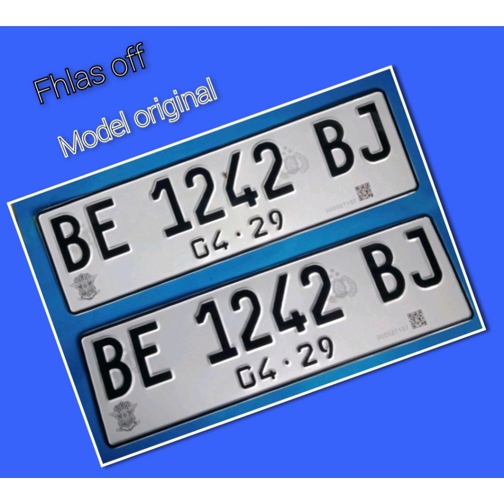 plat reflektif barcode putih untuk mobil