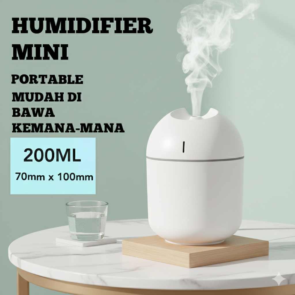 Humidifier Mini Elektrik Aroma Terapi Penyejuk & Pengahaum Ruangan Dashboard Mobil