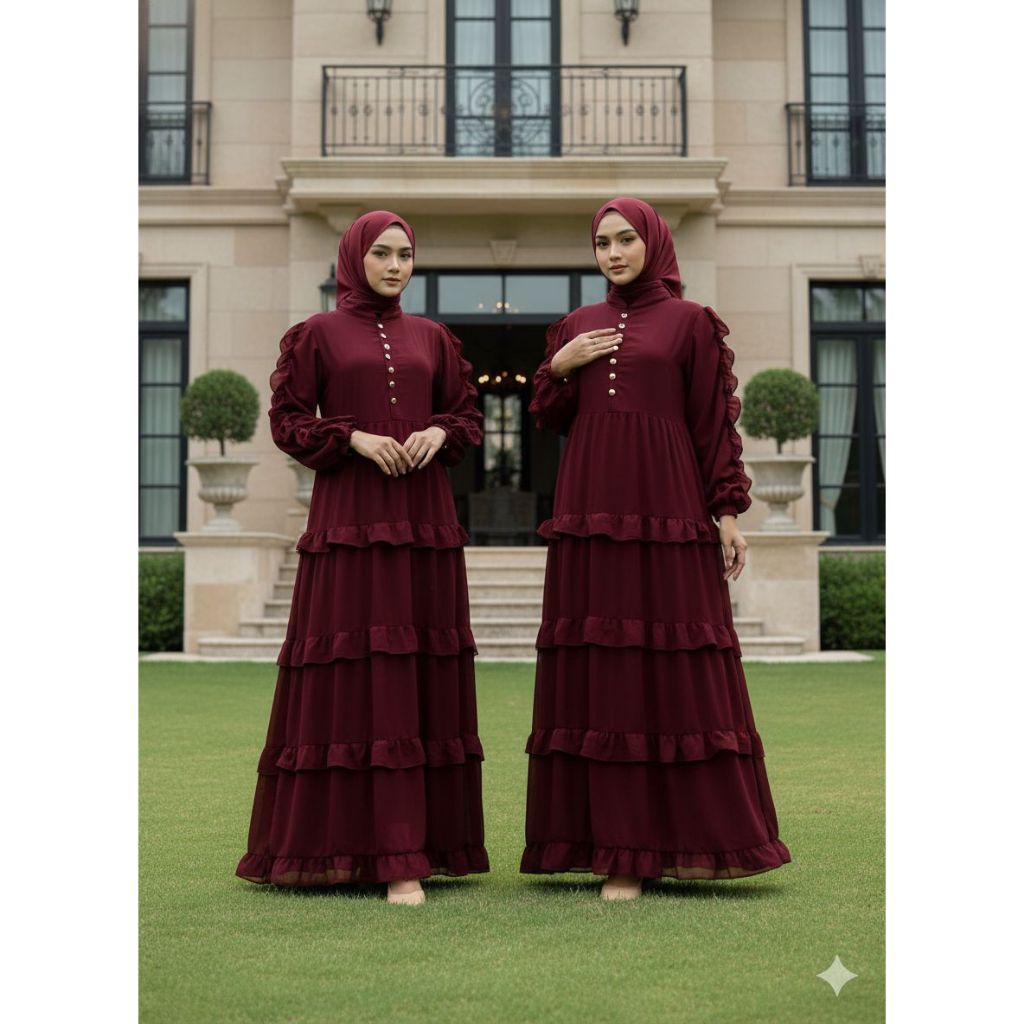 RGN  Dress Baju Gamis Cerruti Babydoll Model Umpak Poni Dewasa