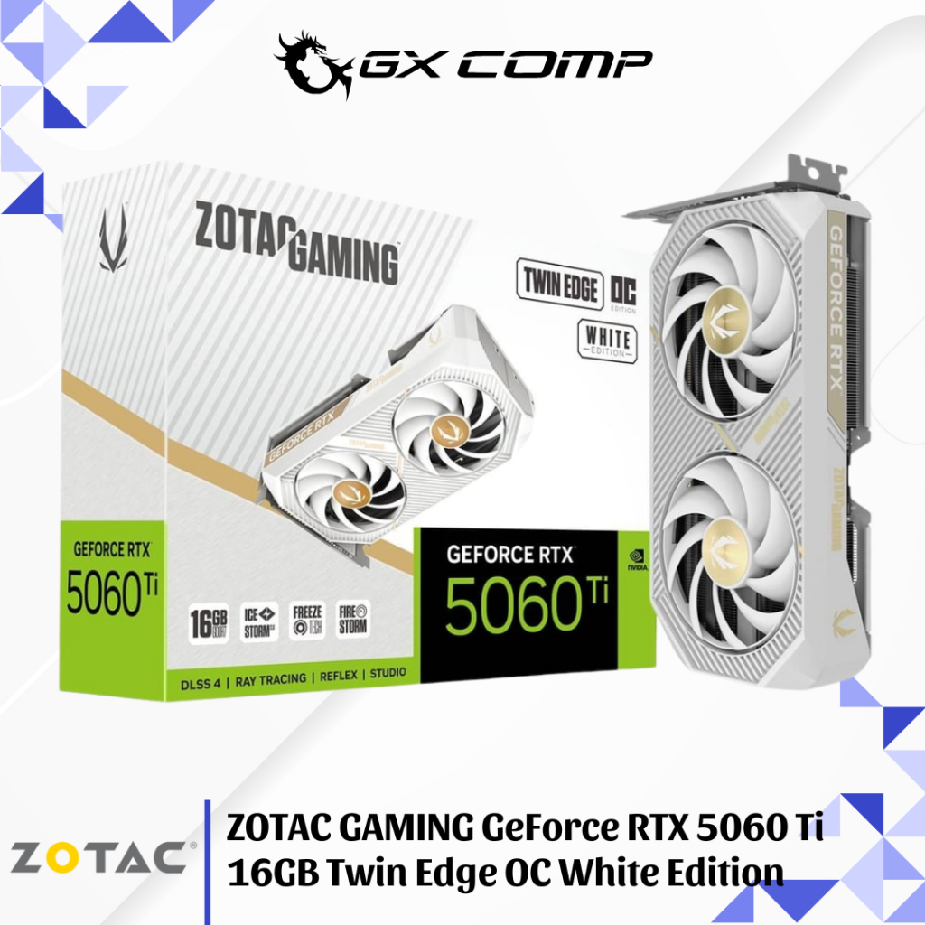ZOTAC GAMING GeForce RTX 5060 Ti 16GB GDDR7 Twin Edge OC White Edition 128 bit Garansi Resmi | VGA R
