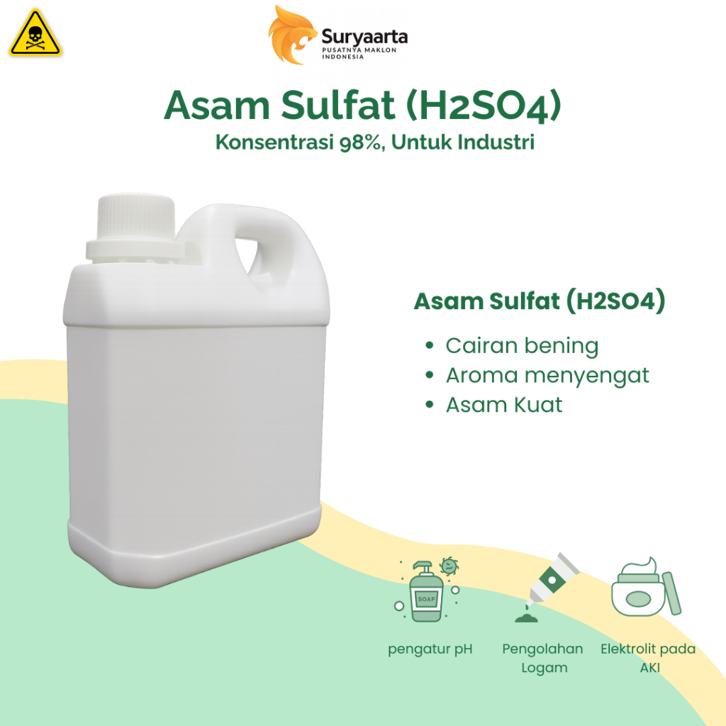 Asam Sulfaat (H2SO4) Teknis | Kadar Stabil | Kualitas Terjaga 1kg - Maklonsuryaarta