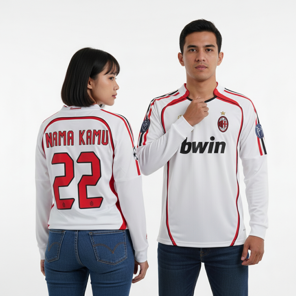 Jersey Retro LongSleeve Ac Mln Away Final Athens 2006 2007 Acmln Long Sleeve LS Lengan Panjang Baju 