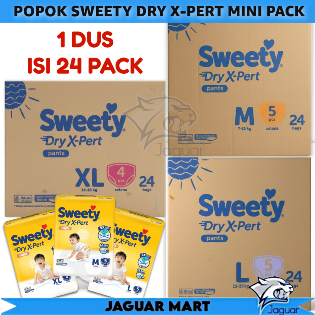 [ PAKET 1 DUS ] SWEETY DRY X-PERT PANTS 1 Dus Isi 24 Pack POPOK CELANA BAYI Mini Pack M5 L5 XL4