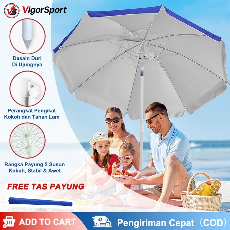 Payung Jualan Tenda Lapak 240 cm Payung Tenda Taman Pantai Cafe Bazar Lapak dengan Sarung