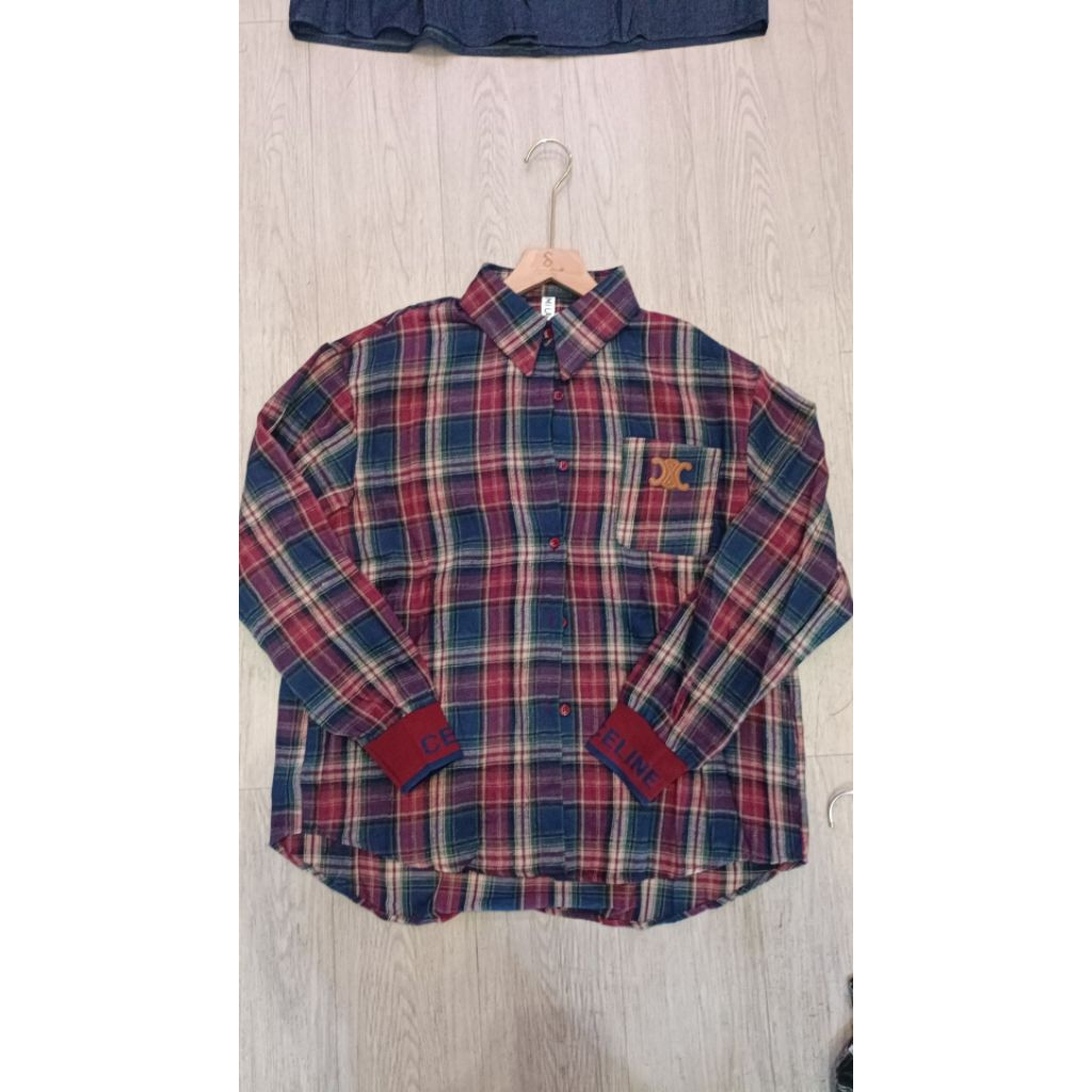 KEMEJA SOFT KATUN KOTAK CELINE PREMIUM