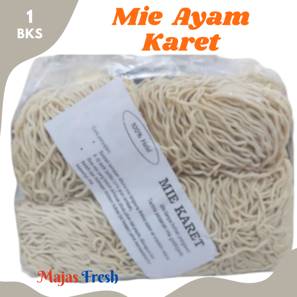 MIE AYAM KARET Mentah - Mie Karet Bakmi Ayam Kenyal Karet HomeMade | 500gr [ Harga Per BKS ]