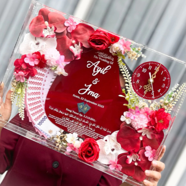 Mahar Akrilik - Mahar Akrilik Jam - Mahar Pernikahan Ukuran 40x30