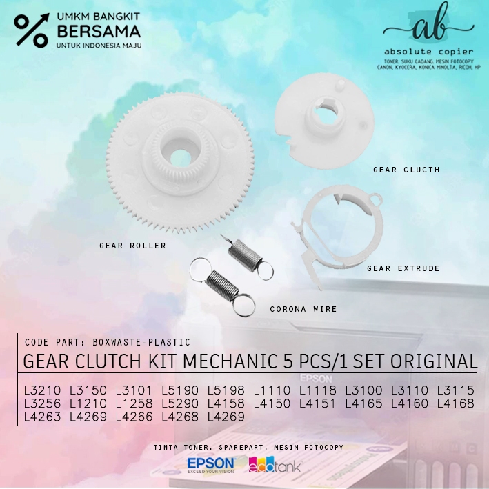 Clutch Gear Kit Espon Printer ASF Gir L3210 L1110 L1210 L3110 L3116 L3216 Spur EcoTank Original 1 Se