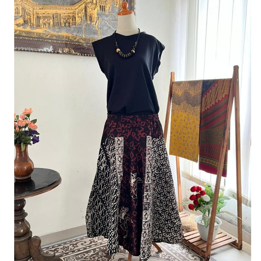 Rok Batik Wanita Solo Bahan Katun Solo All size Model payung klok