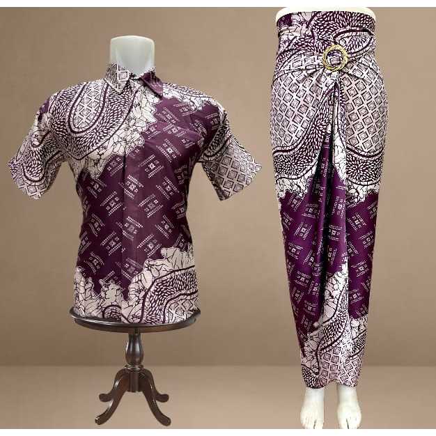 Batik Couple Set Rok Lilit | Baju Batik Kemeja Lengan Pendek | Batik Couple Lamaran Mewah