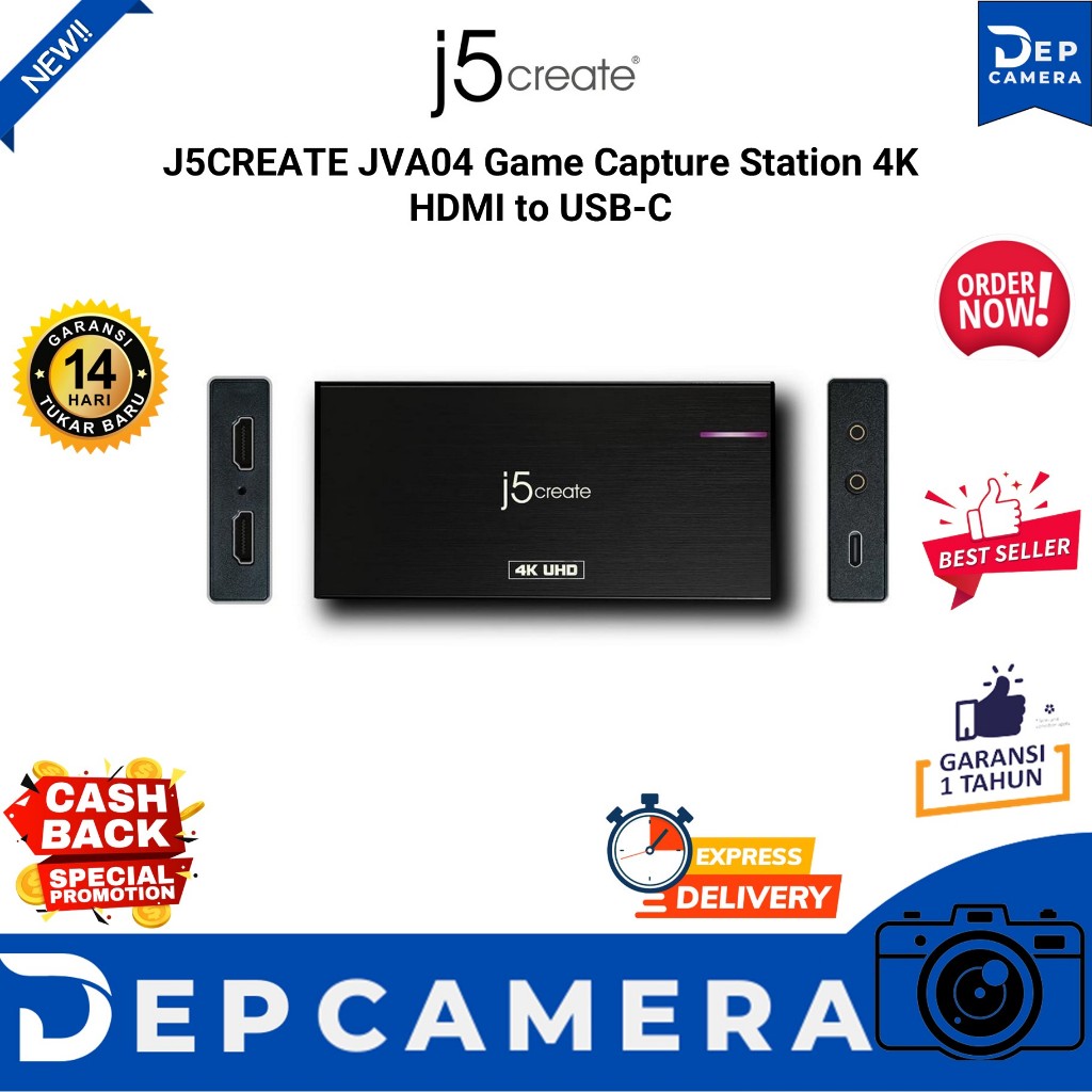 J5CREATE JVA04 Game Capture Station 4K HDMI to USB-C
