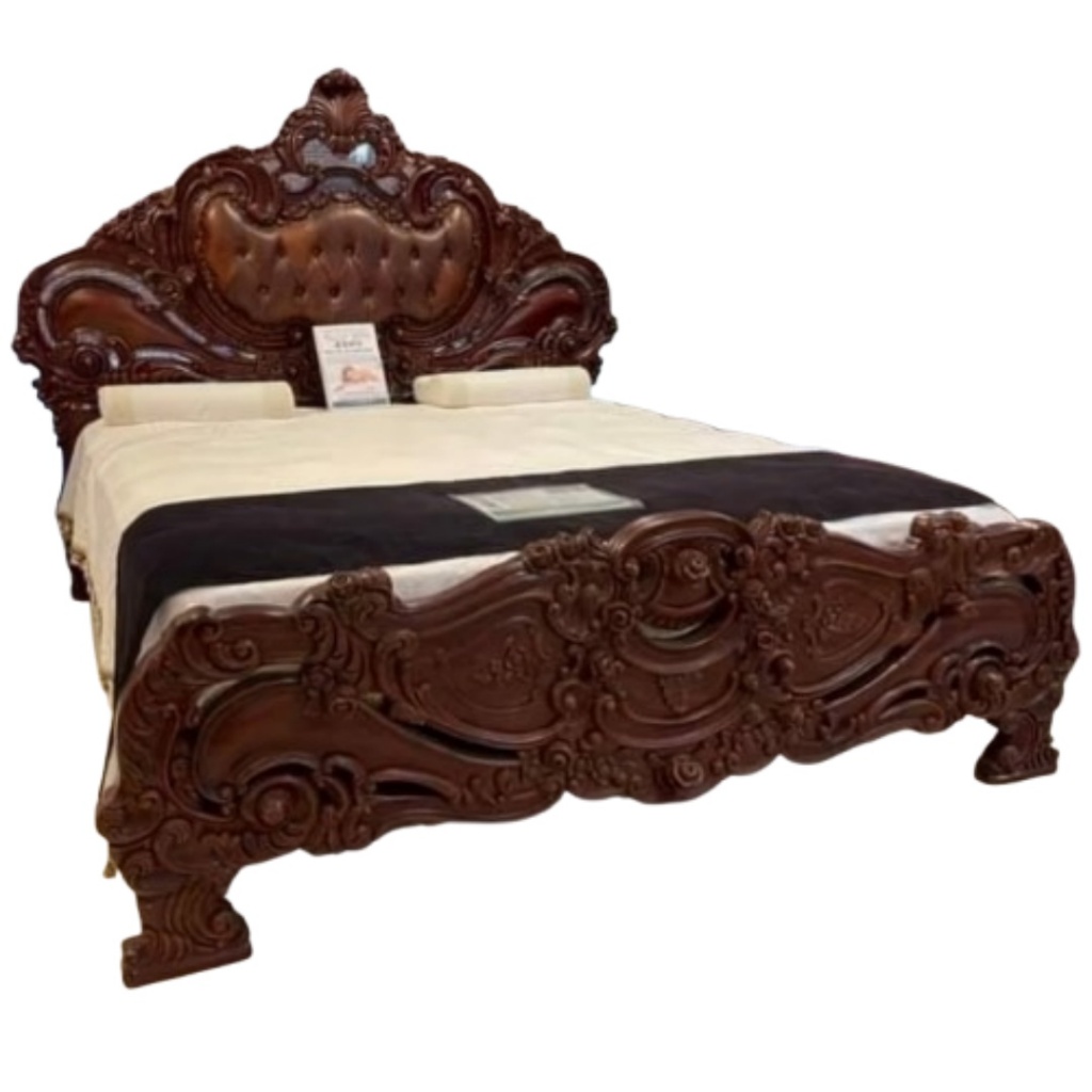 Dipan Jati Ukir Jepara Mewah – Tempat Tidur Kayu Jati Full Ukiran Premium & Elegan