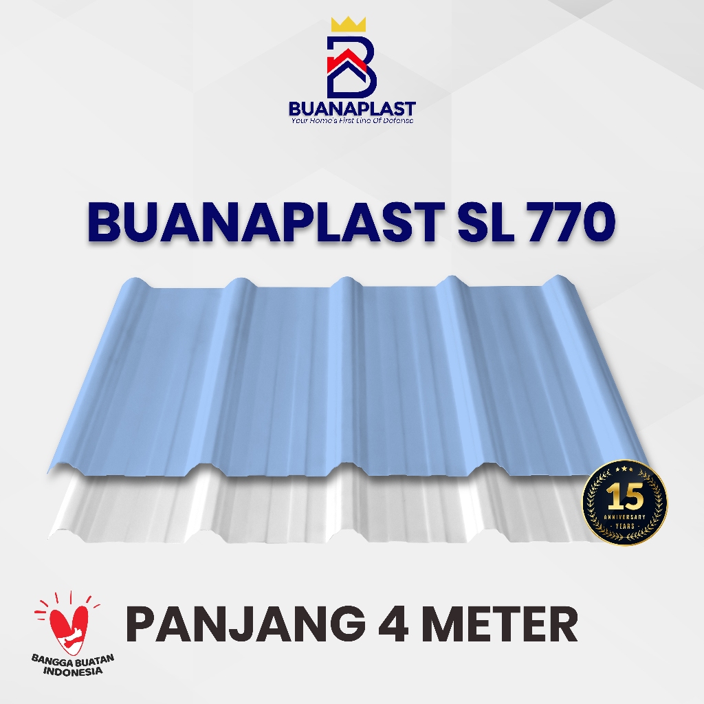 ( PANJANG 4 METER ) Atap SPANDEK Single Layer Buanaplast SL770 Anti Panas, Anti Bocor, Ringan & Taha