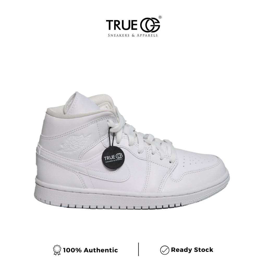 Nike Air Jordan 1 Mid Triple White Authentic