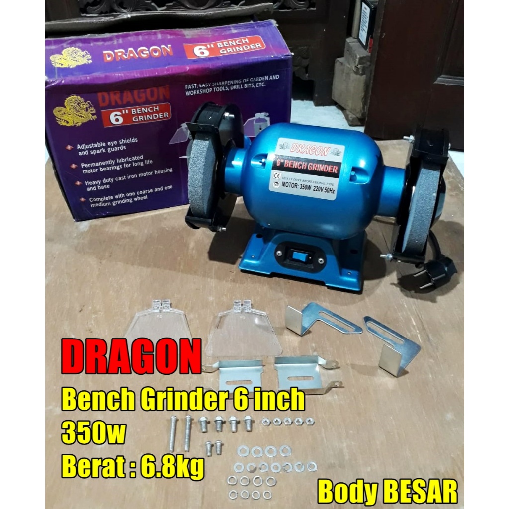 DRAGON mesin gerinda poles grinding gurinda duduk 6 inch Bench grinder 6" Low watt