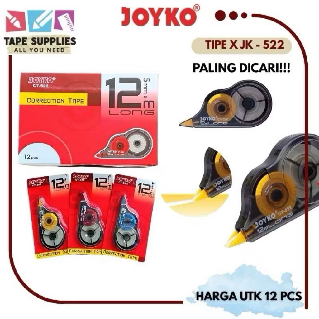 Tip Ex Kertas 12M Joyko perlusin 12 pcs