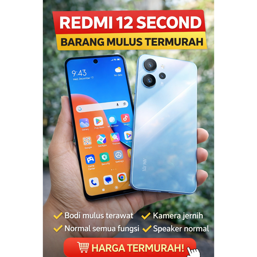HP Xiaomi Redmi 12 RAM 8GB Kapasitas Penyimpanan 256GB Prosesor MediaTek Helio G88 Baterai 5000 mAh