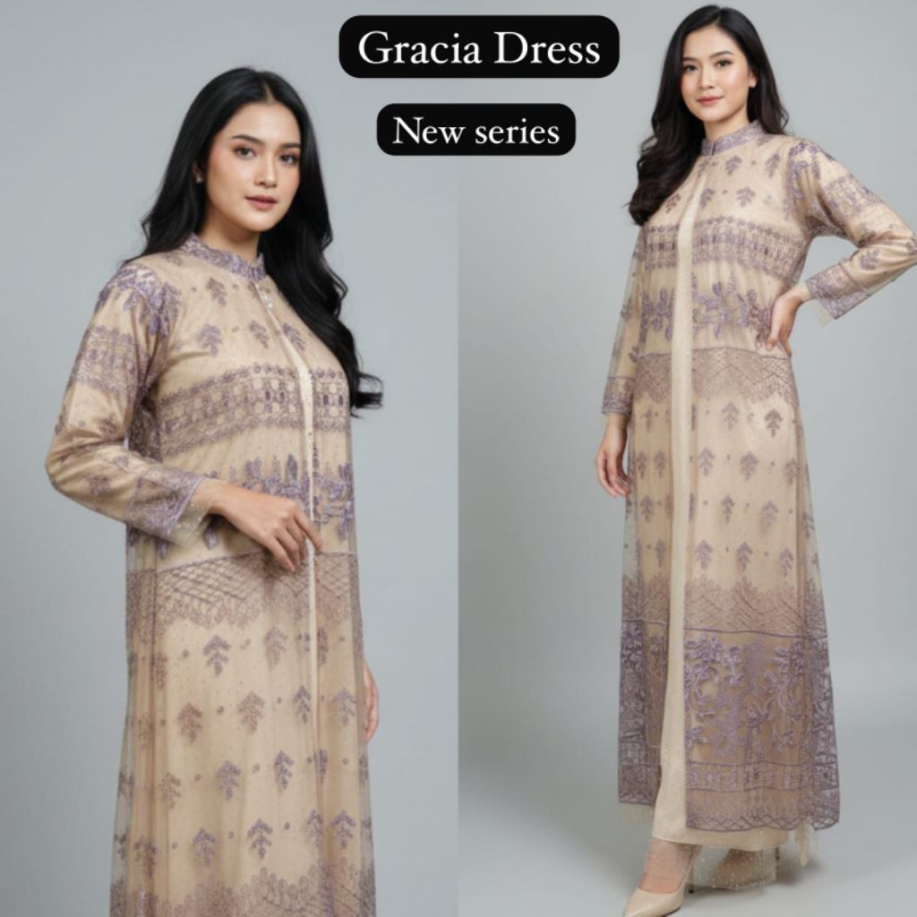 Gracia Dress Gamis Elegan Terbaru wanita Lebaran Premium
