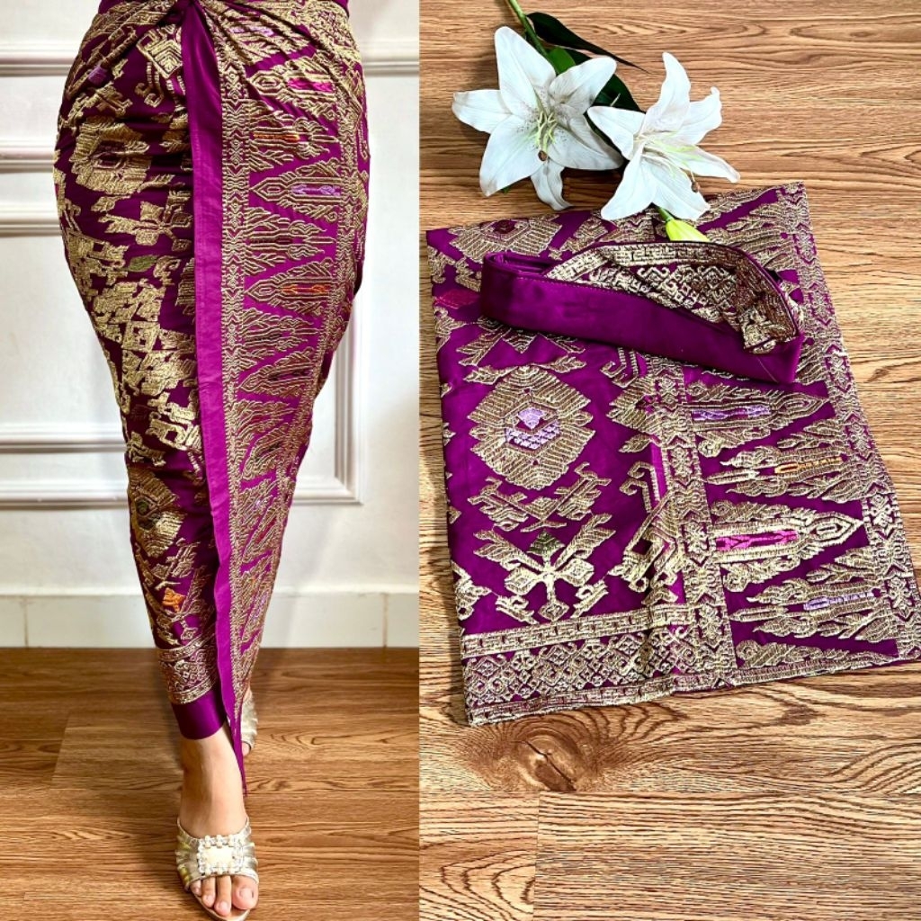 Set couple bordir Songket Bali Premium // kamen saput udeng Bali