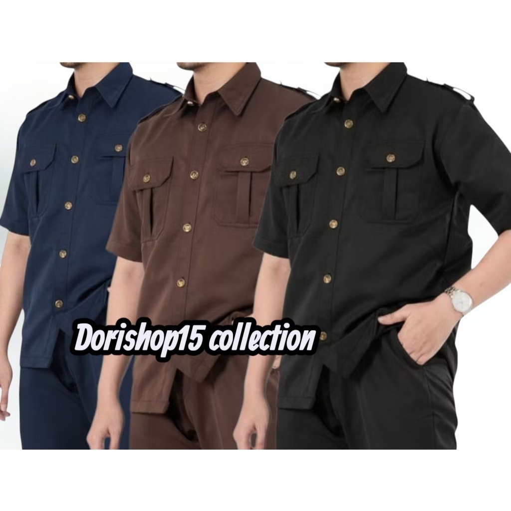 seragam security safari bodyguard,kancing Garuda/ hitam pekat /coklat tua/nevy/lengan panjang&pendek