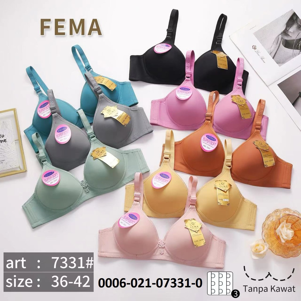 3pcs 3pcs  BH FEMA CUP B KAIT 3  POLOS BH BUSA TANPA KAWAT | BH FEMA KAIT 3