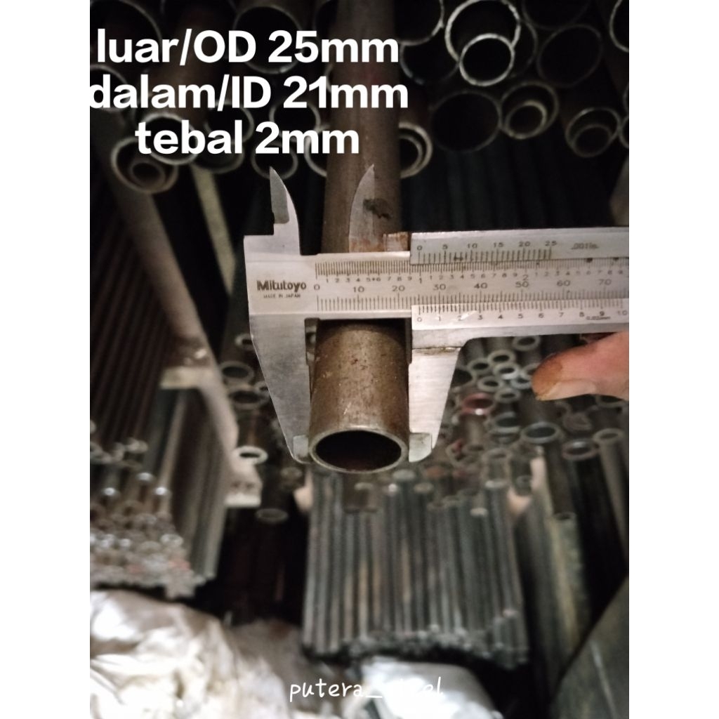 pipa besi Seamles luar/OD 25mm dalam/ID 21mm tebal 2mm ukuran 10-100cm