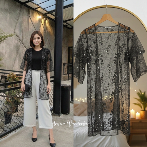 Aruna Wardrobe - Outer Brokat Wanita / Outer Kimono / Cardigan Kondangan / Outfit Wanita Trend 2026