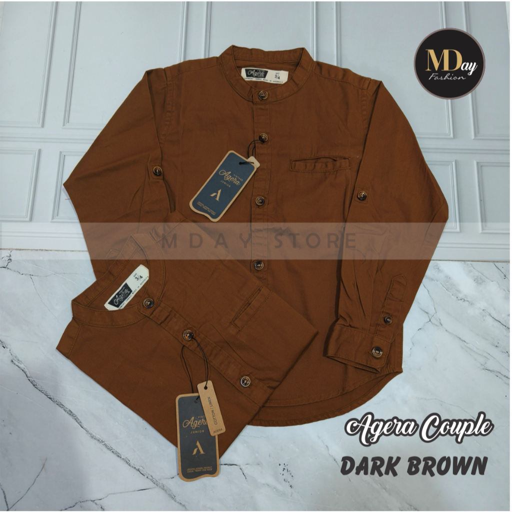 AGERA KEMEJA KOKO COUPLE AYAH ANAK SPESIAL DARK BROWN KATUN TWILL TERBARU