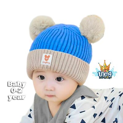 Topi Kupluk Pompom  Mickey Mouse Kombinasi Warna Lucu Logo Haopen You Premium Tebal dan Elastis
