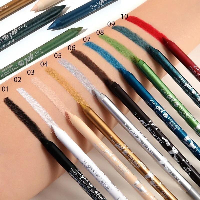Pensil Eyeliner Tahan Air Tahan Lama Warna Pigmen Biru Hitam Putih Gel Eyeliner Mata Makeup Kecantik