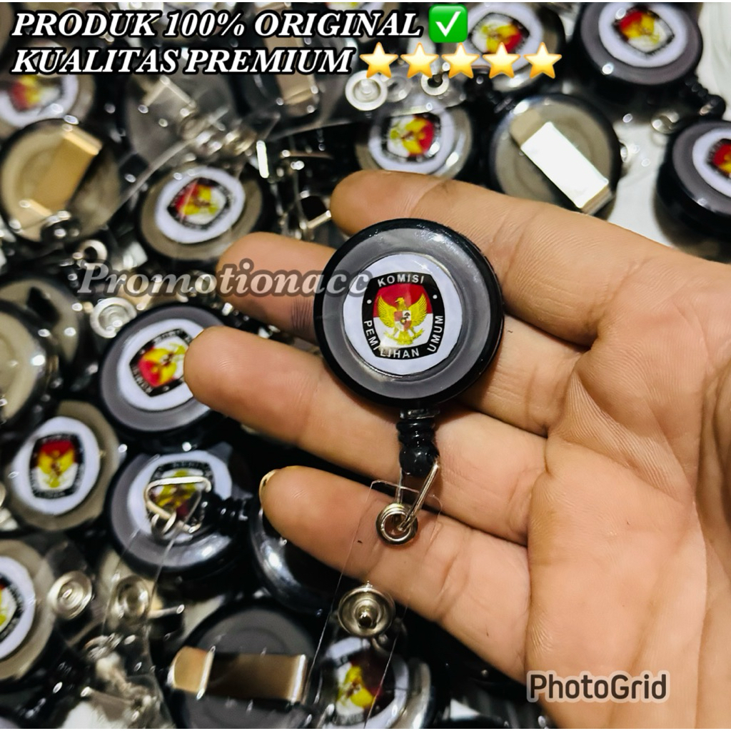 Yoyo Gantungan ID Card Logo KPU Komisi Pemilihan Umum / Yoyo ID Card Hitam Transparan Logo KPU 100% 