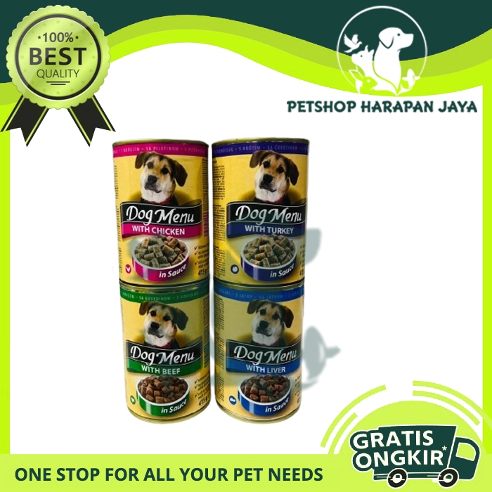 MAKANAN ANJING DOG MENU 415gr - DOG FOOD CANNED Dengan Rasa Ayam Daging & Dada Bebek