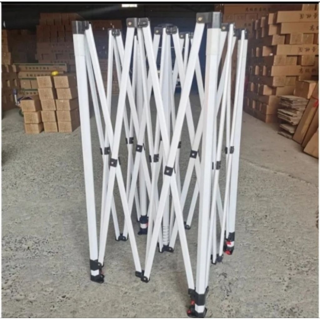 rangka tenda lipat ukuran 3x3 besi hollow kotak putih