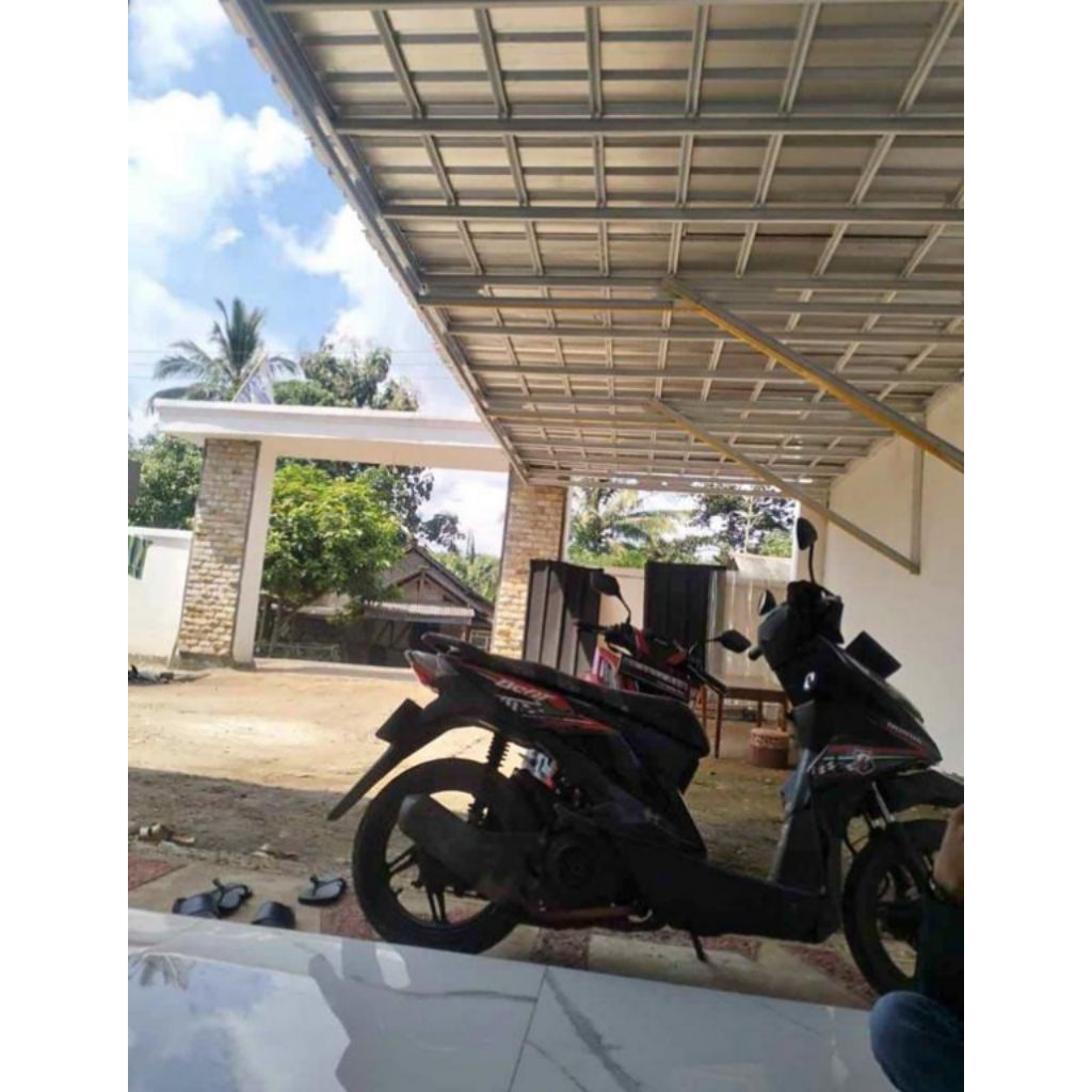 Kanopi baja ringan atap spandek polos harga permeter persgi terpasang all in